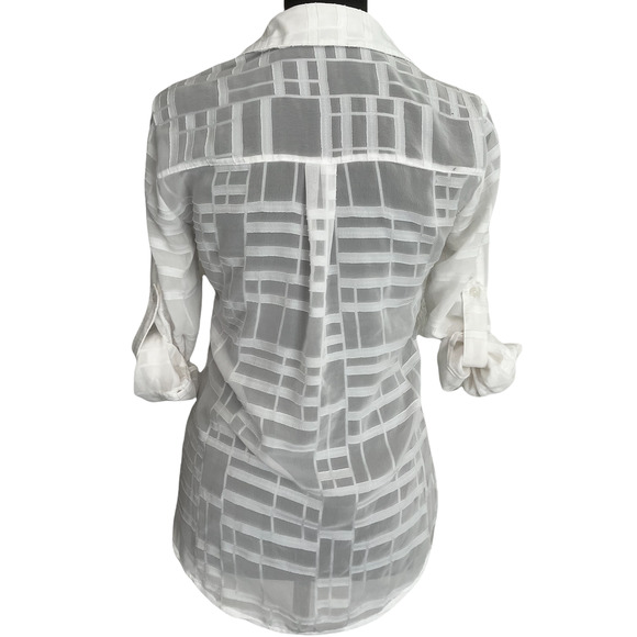 Express Portofino White Silk Button Down, Size XS - Picture 2 of 3